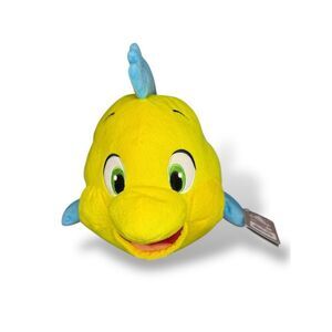Disney Store The Little Mermaid Flounder Plush Toy 14” NEW